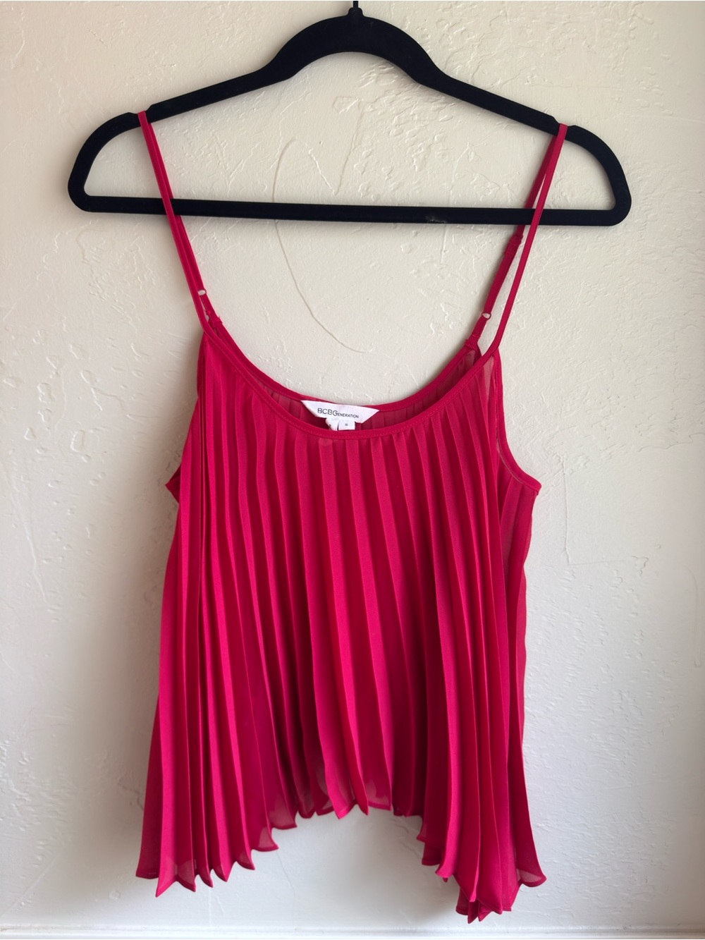 BCBGeneration - Fuchsia Pleated Silky Tank Top Blouse